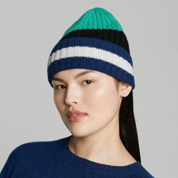 EVERLANE Beanie Hat LOT OF 2 - Unisex Cashmere Striped One Size Womens Mens NEW main image 10